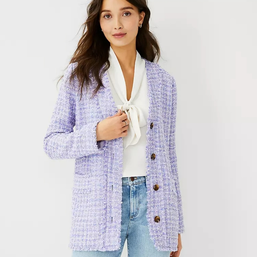 Ann Taylor Fringe Tweed Blazer